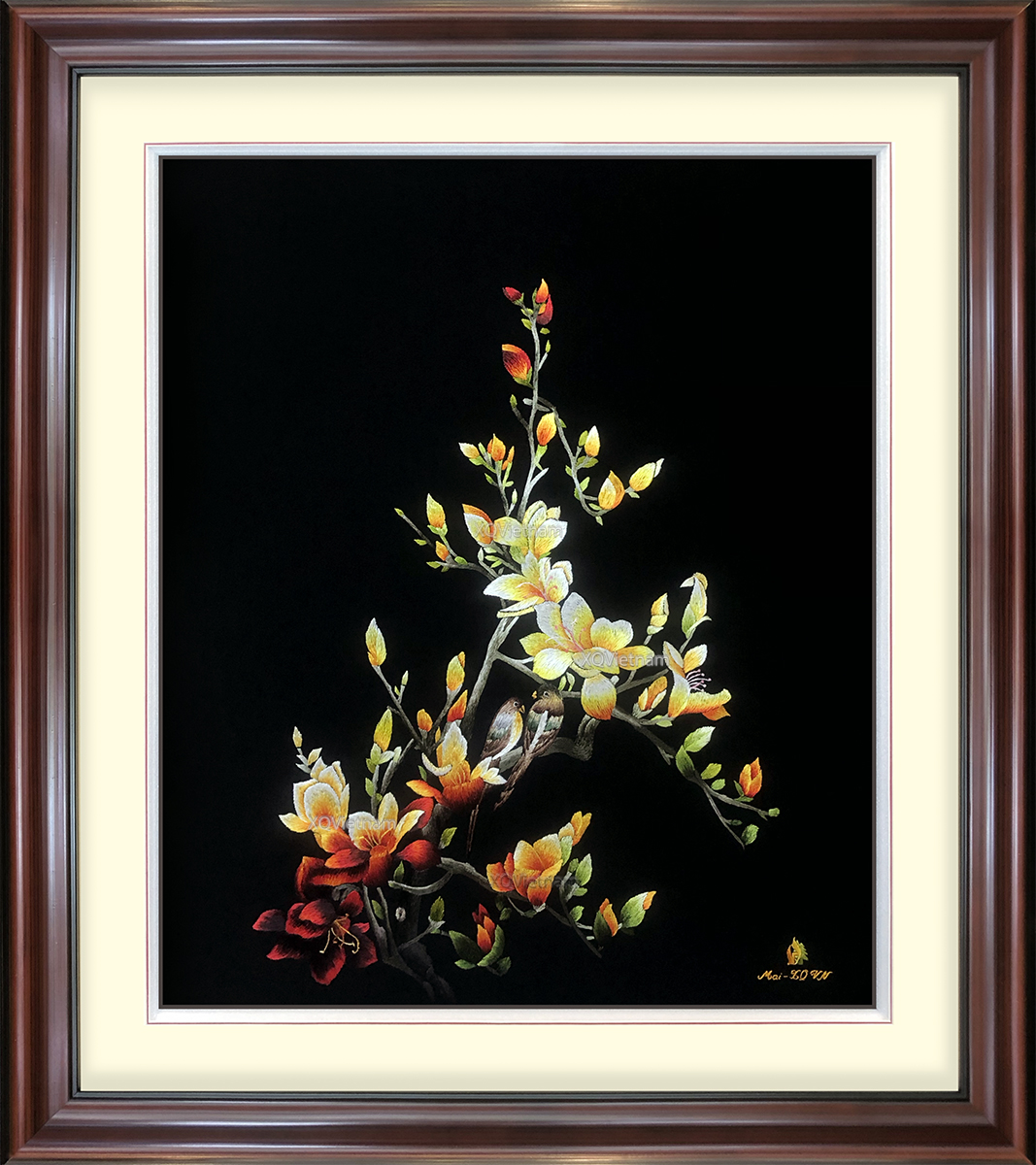 Hoa cỏ thiên nhiên - hoa Mộc Lan (H 42L nền đen)